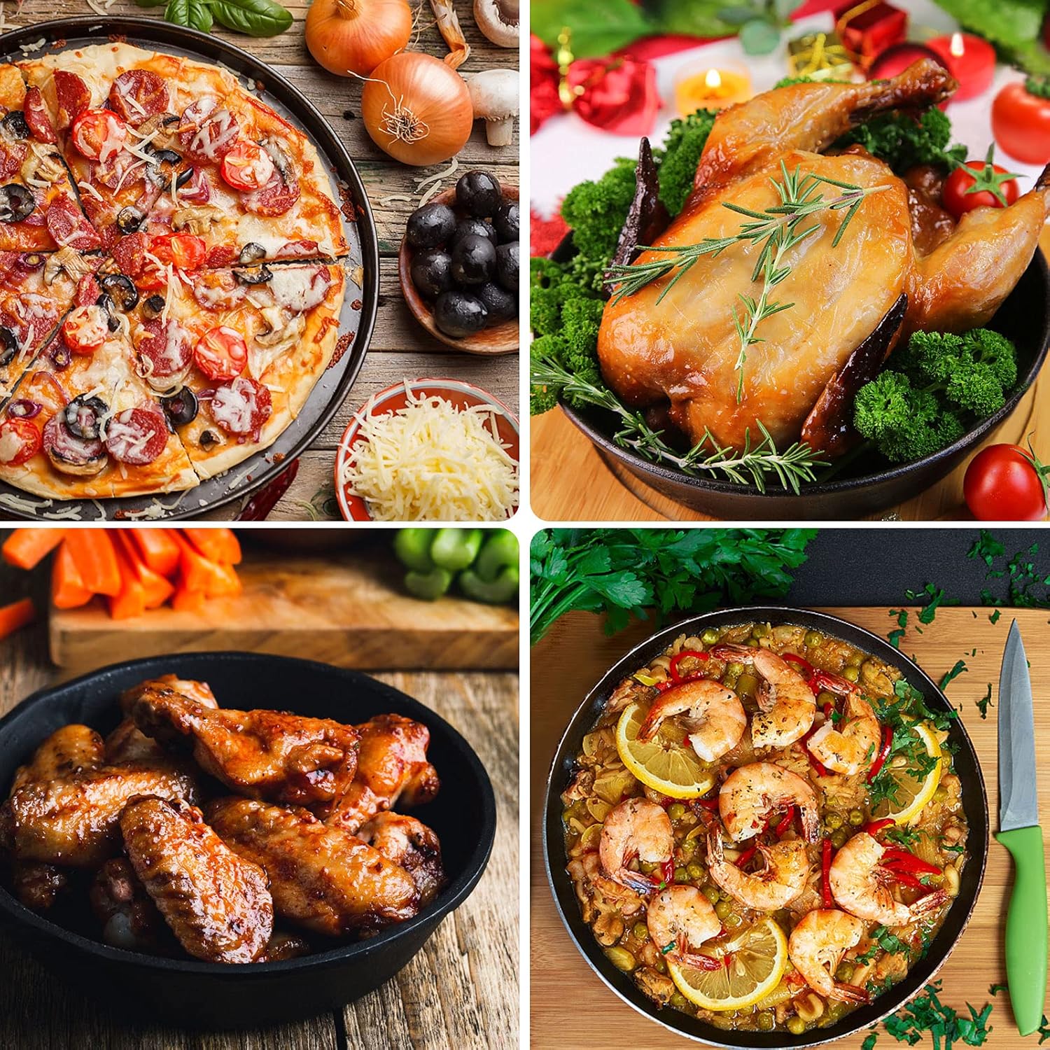 Kslong 2pcs Metal Pizza Plate For Oven Round Bake model Pizza Shop Diy Baking Tools Non-stick Cake Chassis Bakeware Pans(8inch) - Image 7