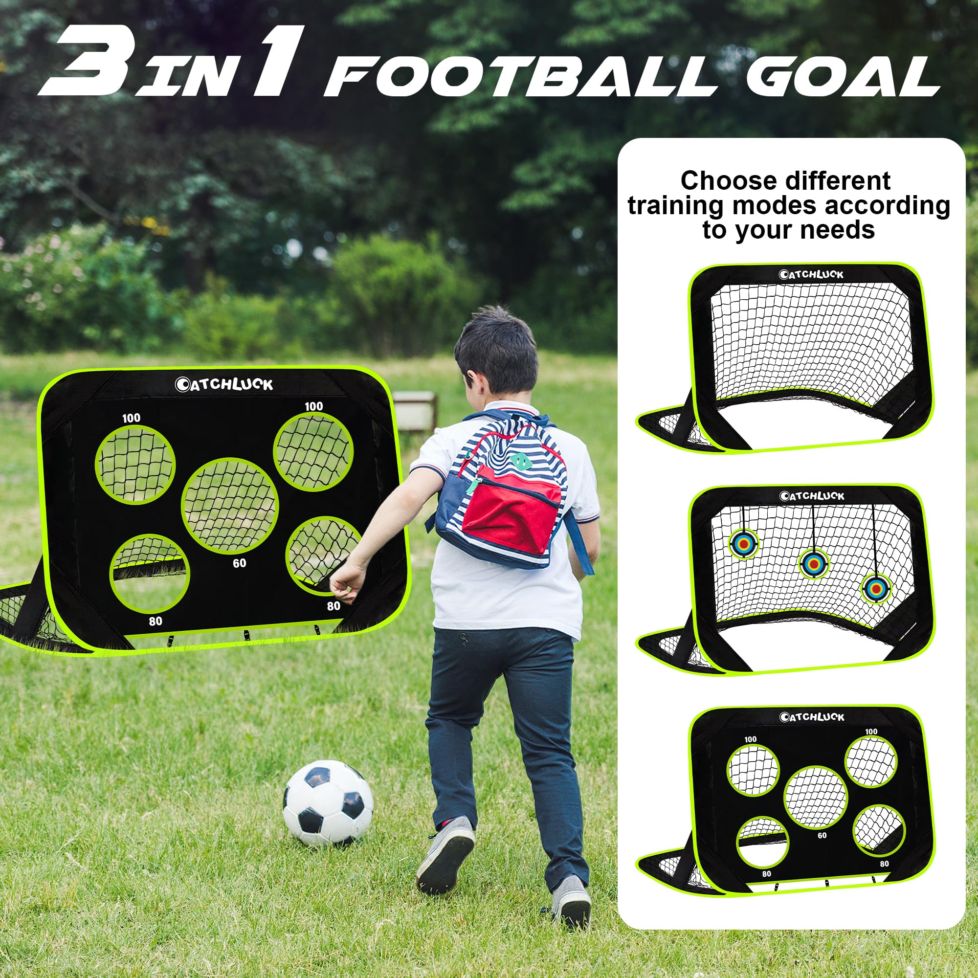 Siatki piłkarskie Pop Up Kids Football Goal, czarne
