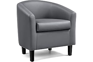 Topeakmart Grey Leather Chair: Modern Comfort with Timeless Style