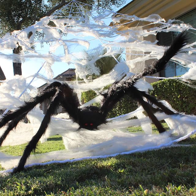 Foto 8 de 8 de JOYIN Decoración de Halloween para Exteriores, araña Gigante de 59 Pulgadas con telaraña, decoración Exterior