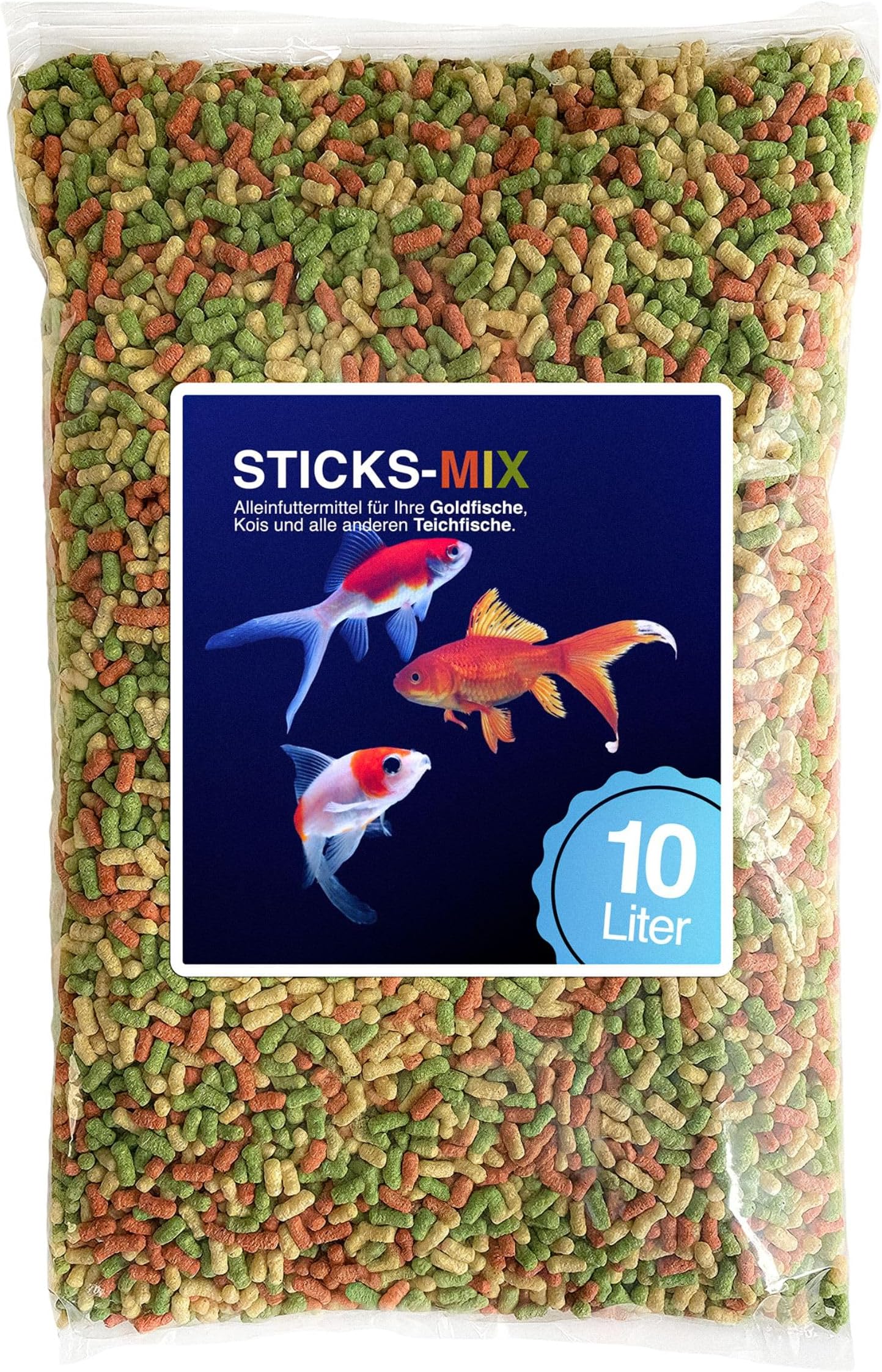 Teich Sticks Mix bunt 10 Liter Beutel Premium Alleinfuttermittel