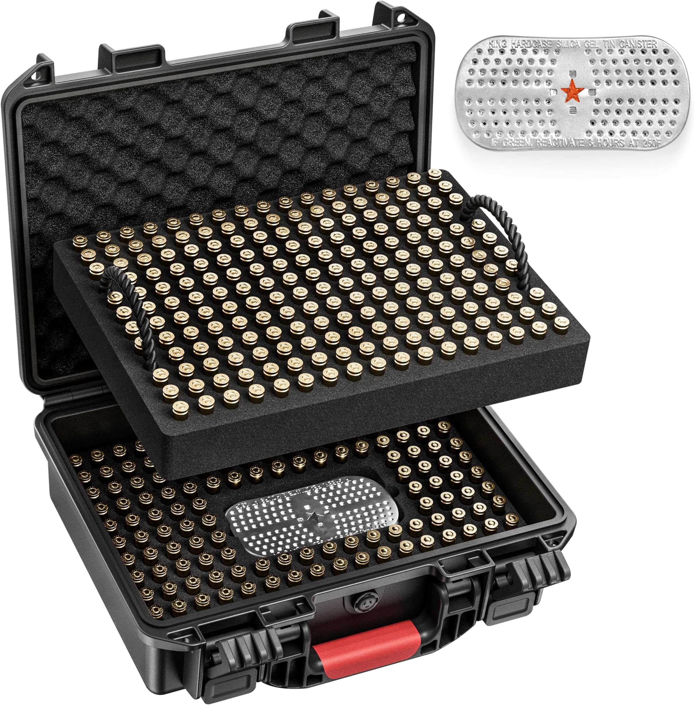 Kinghardcase 350 Round Bullet Locking Storage Case - Travel Safe/Mil Spec/Waterproof Ammo Box - for 9x19mm Parabellum/9mm Luger,.40 S&W, 380ACP, 38 S&W, 356 TS&W,7.63mm Mannlicher,8mm Steyr,.357SIG