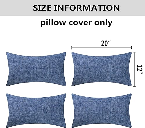 Miniatura 5 de Home Brilliant Juego de 4 fundas de almohada lumbar de lino de 12 x 20 pulgadas, fundas de almohada decorativas rectangulares para sofá, cama, sofá,