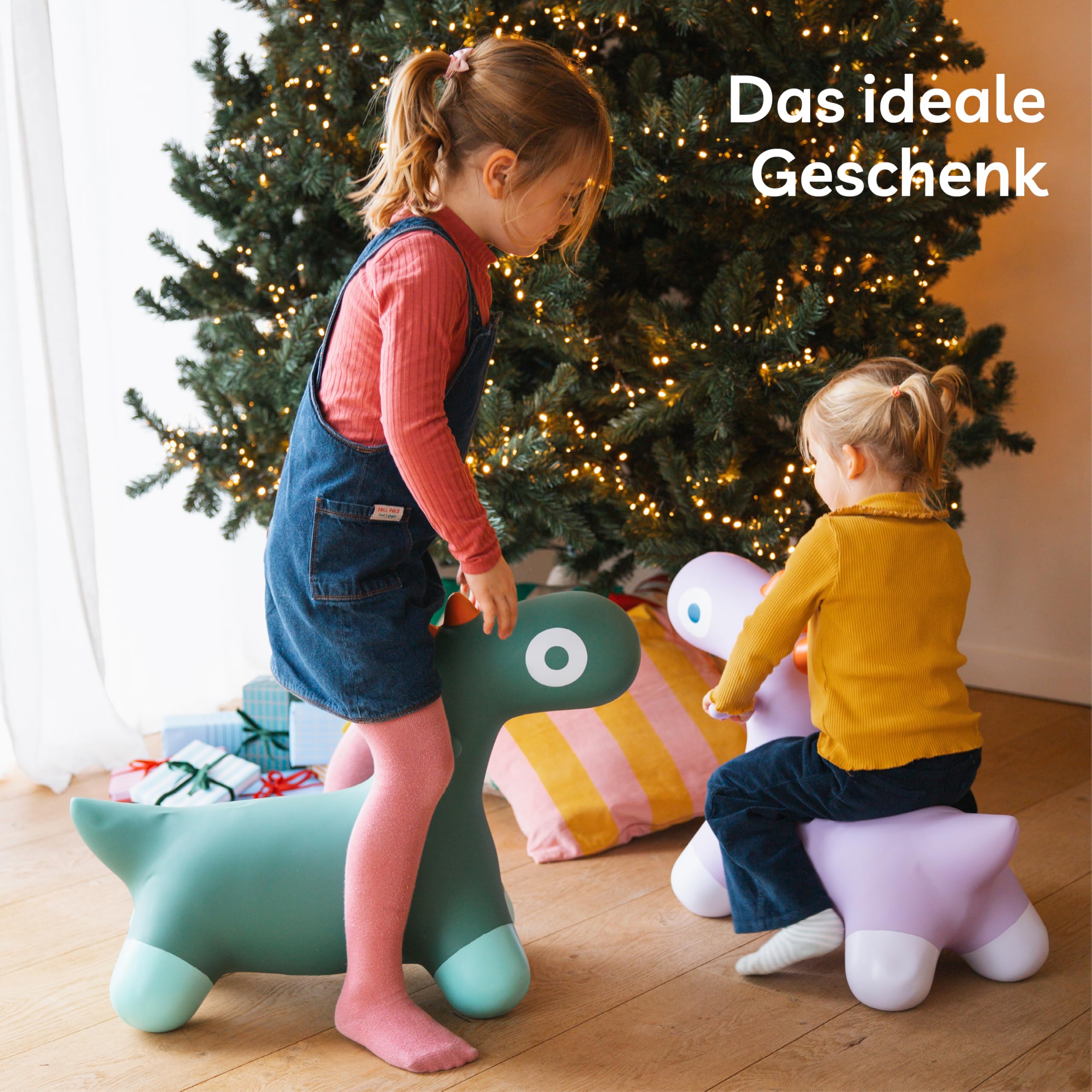 Quut Hoppi Dino Springen – Aufblasbares Gartenspielzeug für Kinder – Robustes Spielzeug für Draußen und Drinnen ab 18 Monaten (Lavendel) – Inklusive Pumpe