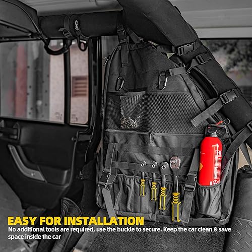 Miniatura 5 de NKCELL POWER Bolsa de almacenamiento de barra enrollable con organizador de múltiples bolsillos, bolsa de almacenamiento compatible con Jeep