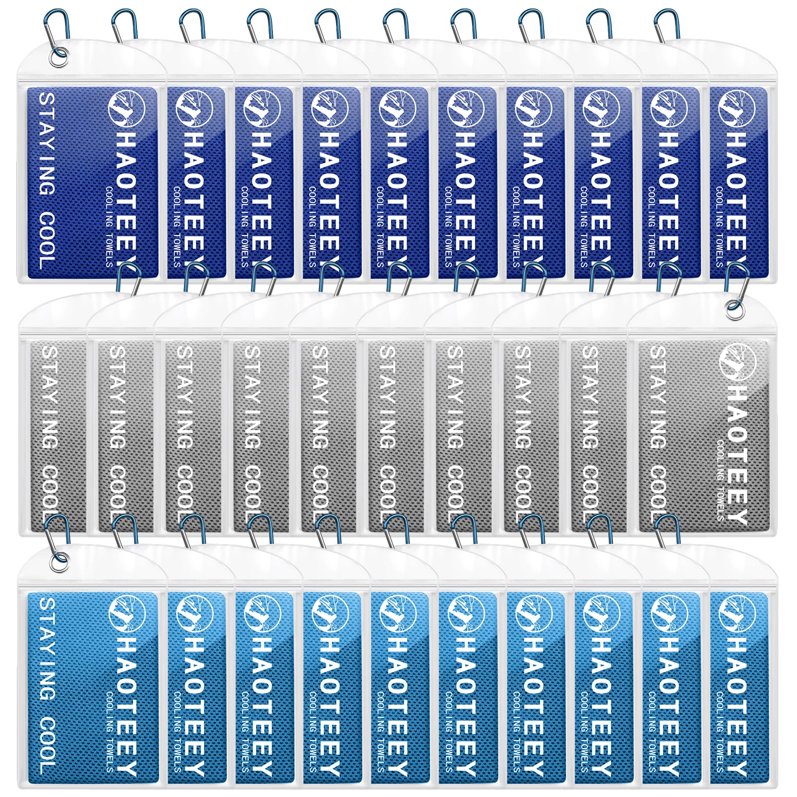Haoteey Cooling Towels Pack of 30, 40"*12" Neck Cool Towel Bulk, Cold Towels for Neck and Face, Cooling Rags Sports Towel for Hot Weather, Running,