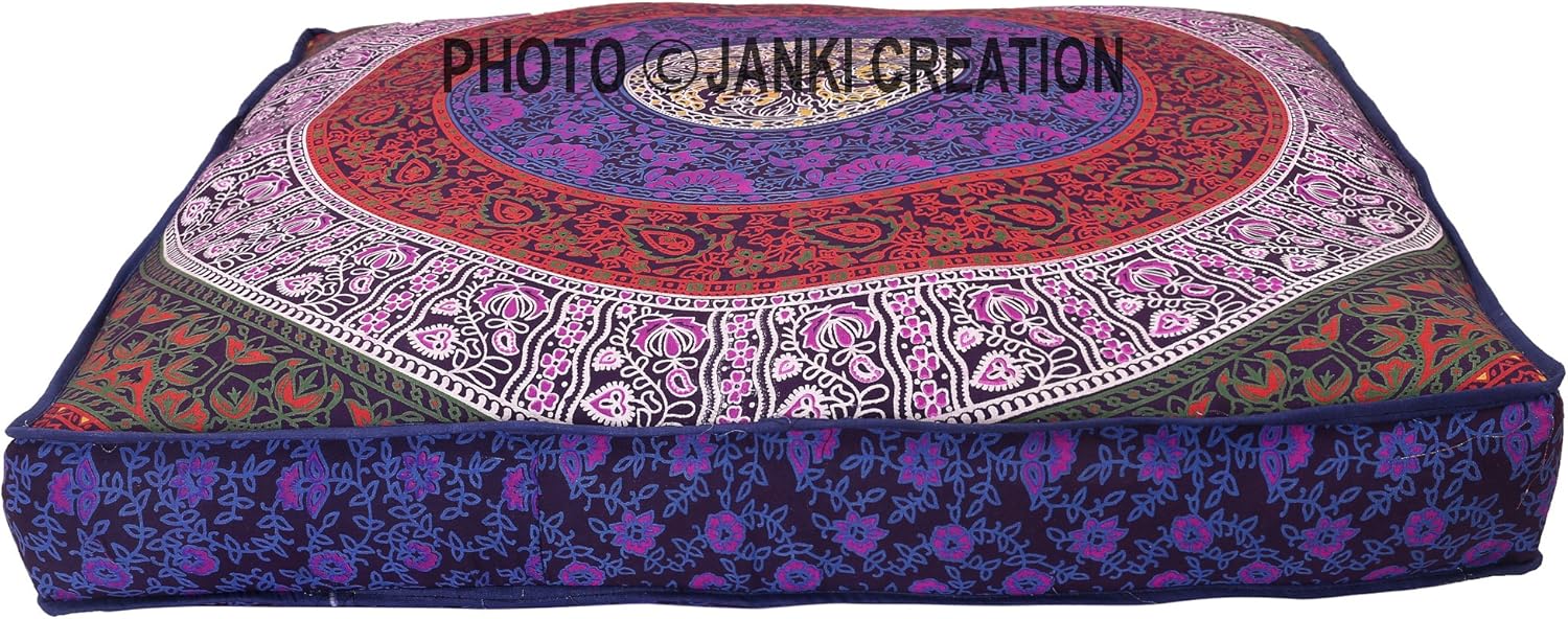 Amazon.co.jp Indian urban Mandala degion床枕カバー、PoufクッションヒッピーMedition床