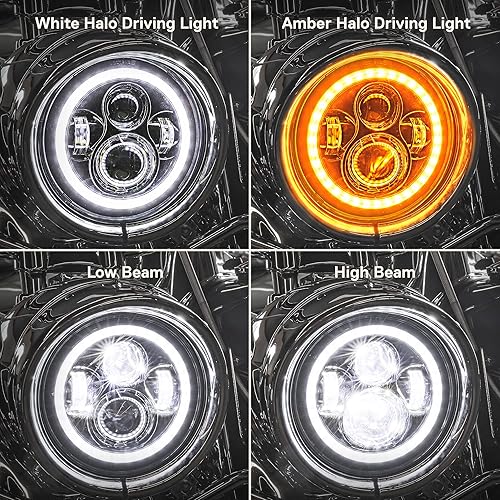 Miniatura 23 de Faro LED CREE de 7 pulgadas para Harley Davidson [acabado negro] [Halo DRL] [4500 lúmenes] [H4 convertidores «Plug and Play»] [bus CAN] Touring Dyna