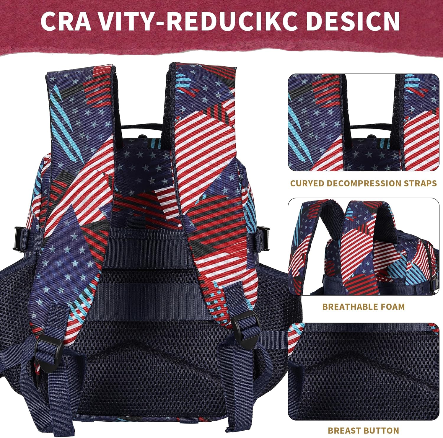 9L Mini Tactical Backpack for Men and Women Tactical Backpack Small for Hiking Small Tactical Bag Fitness Pack (Patchwork Flag) - Image 4