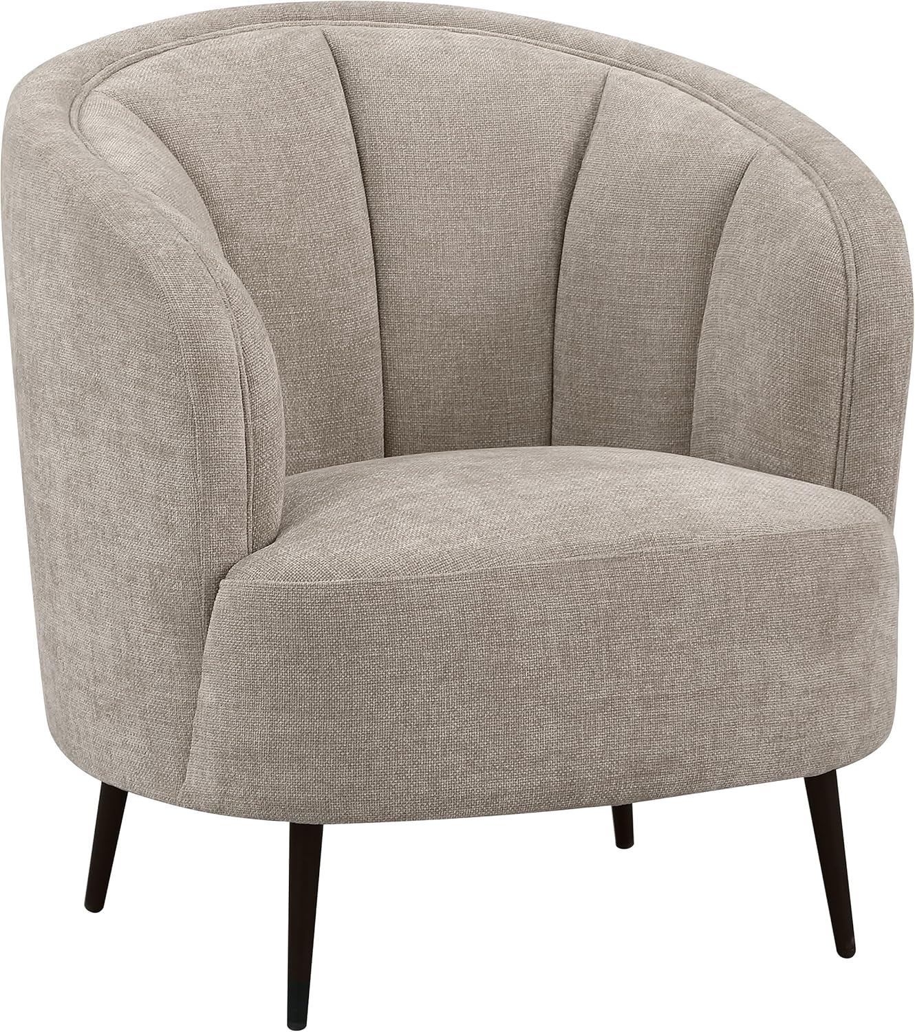 Coaster Home Furnishings - Ellorie - Upholstered Channel Back Accent Chair with Arms, Wood Frame, Tapered Black Metal Legs and Rounded Barrel Back - Living Room - Beige - 504839