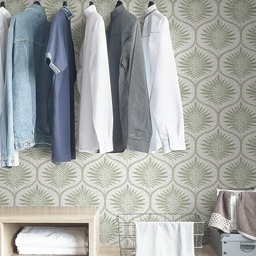 Miniatura 5 de NuWallpaper NUS3621 Primitive Leaves - Papel tapiz para despegar y pegar, color verde