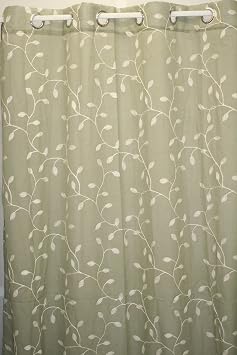 Anny Grommet Top Semi-Sheer Embroidered Panel 55Wx84L- Sage
