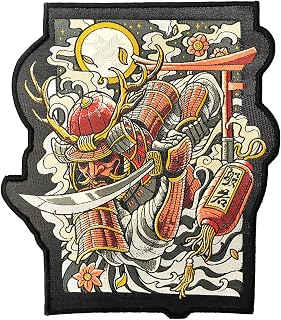 Ronin Oni Bushi Samurai Tactical Backpack Patch - Woven Cut Out Custom Patches for Backpack and Jackets - 6 x 8-inch BJJ Patch with Piping Border