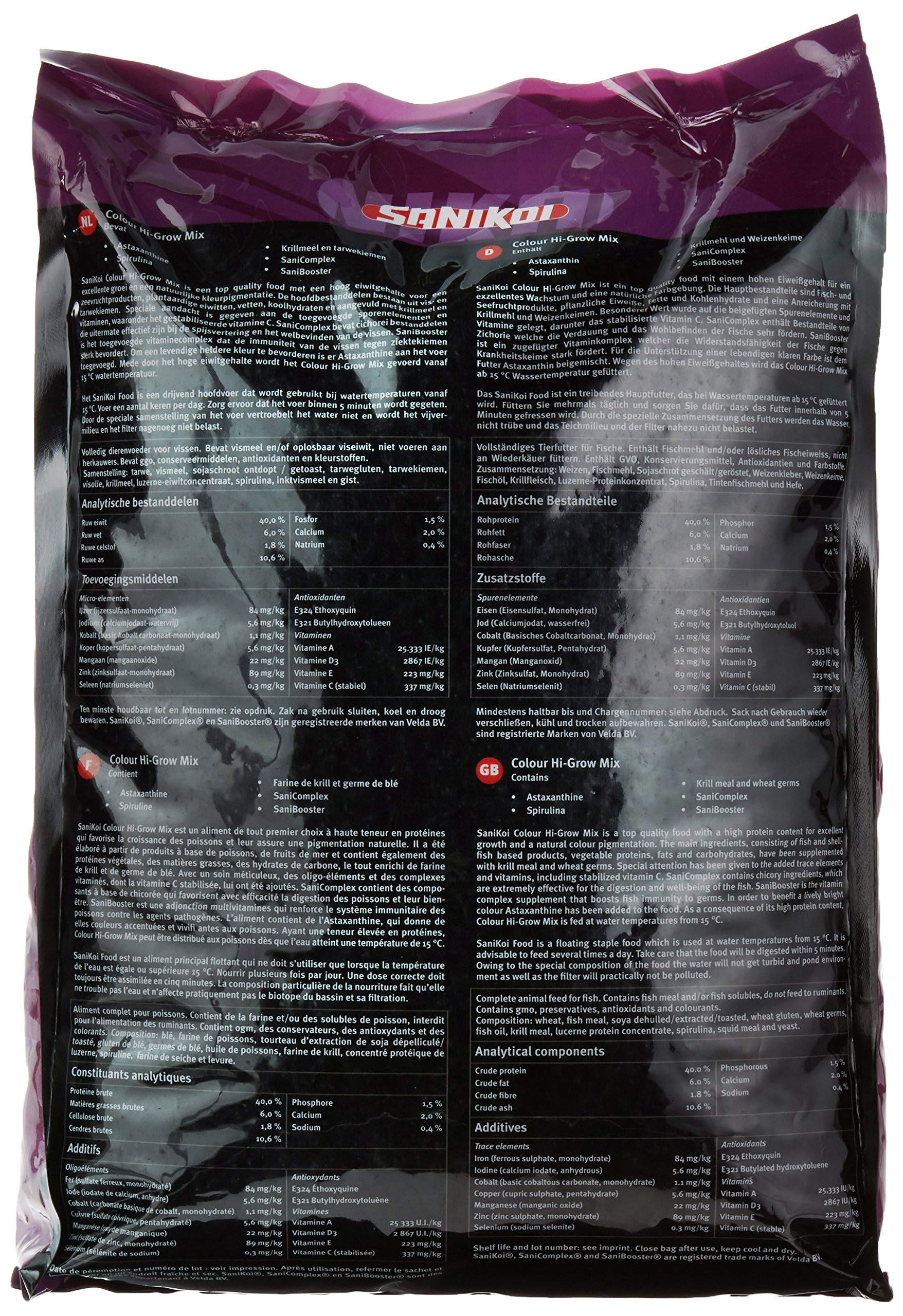 Comida Flotante Sanikoi Colour Hi-Grow para Peces de Estanque, 4700 g