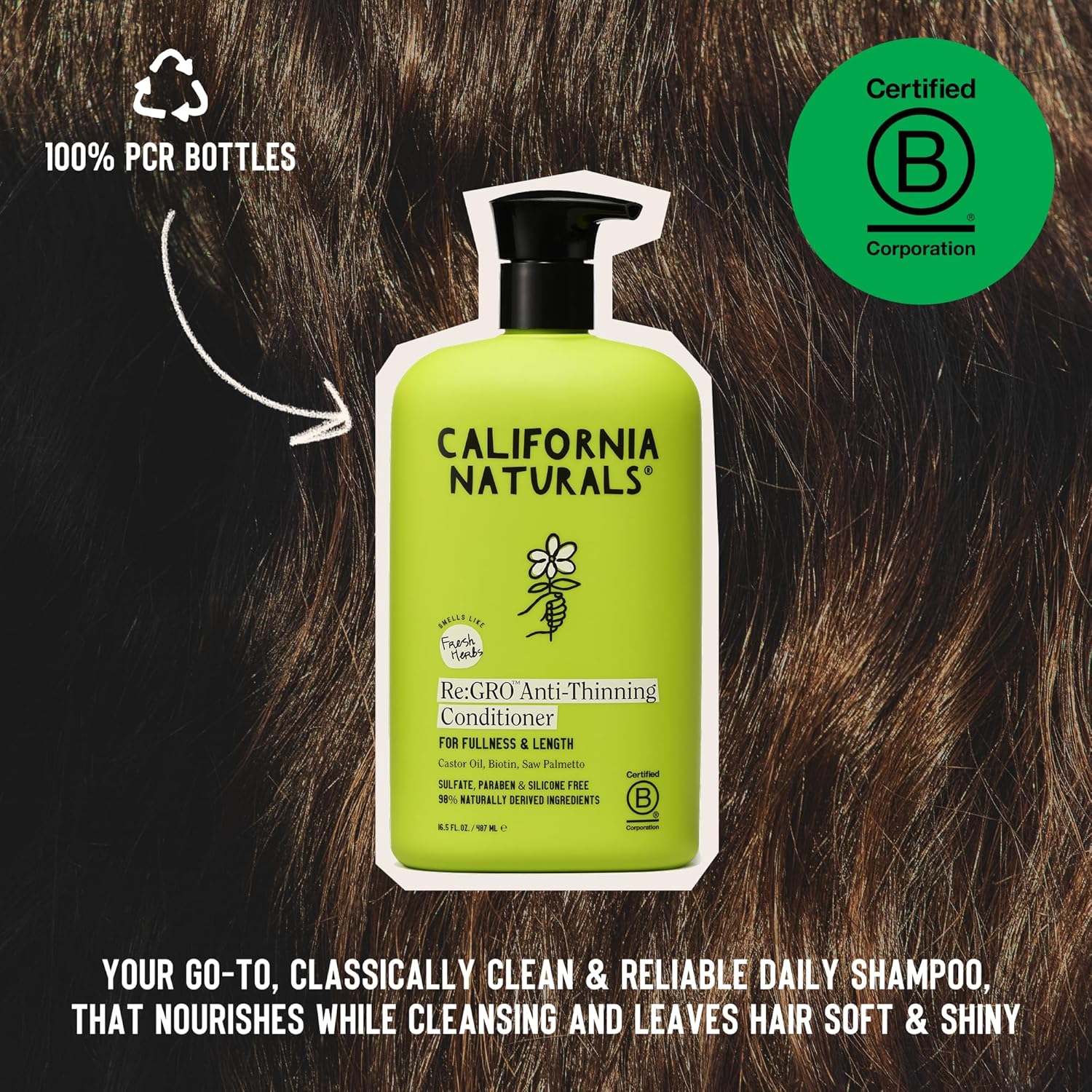 California Naturals Re:GRO Hair Conditioner, Anti-Thinning & Hair Growth Support, All Hair Types, Vegan, Natural, Cruelty Free, Silicone, Paraben & Sulfate Free Conditioner, 20 fl oz - Image 4