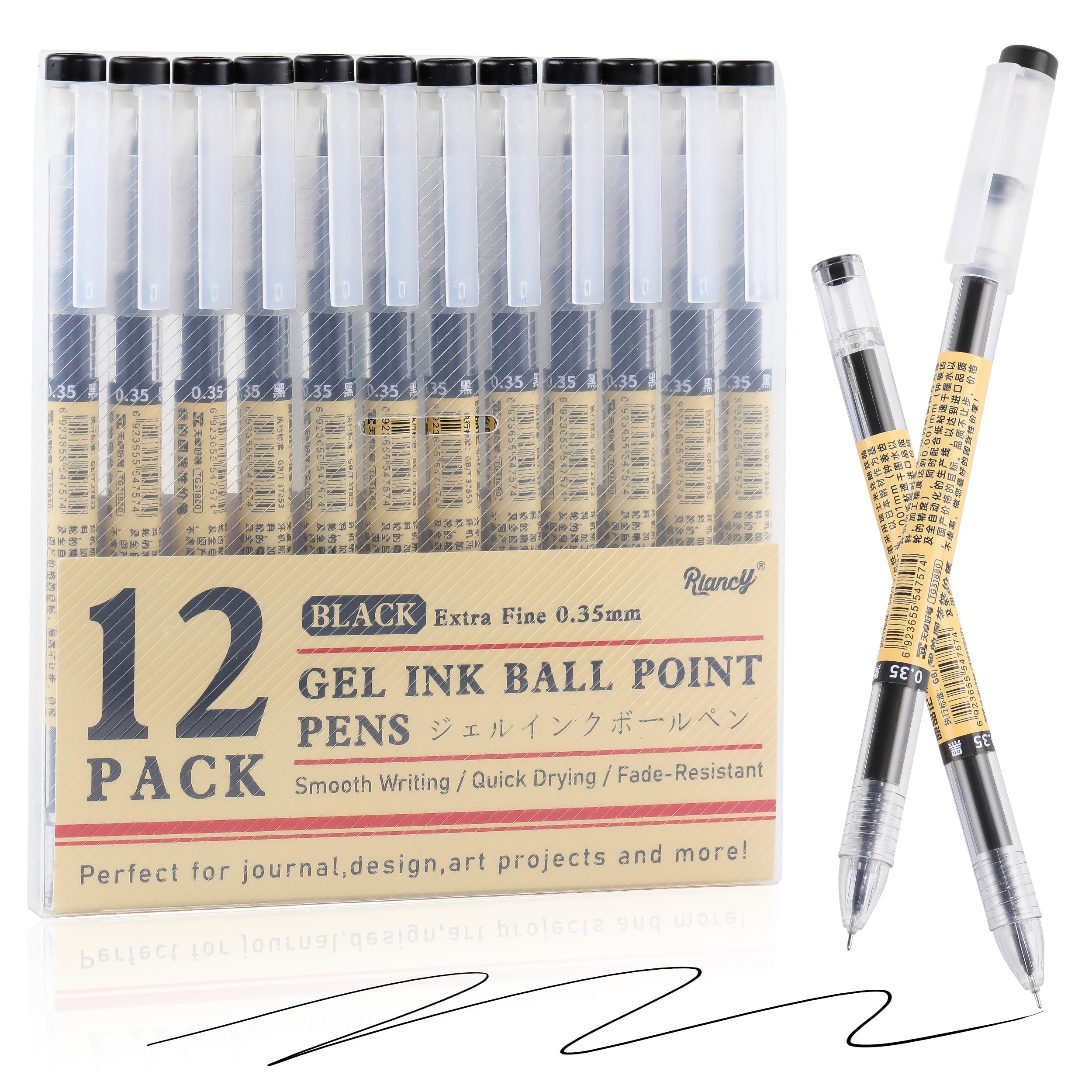Bolígrafos de tinta de gel de estilo japonés de tinta líquida, bolígrafos de tinta de secado rápido de 0,35 mm, punta ultrafina, bolígrafo premium para oficina, escuela, suministros de