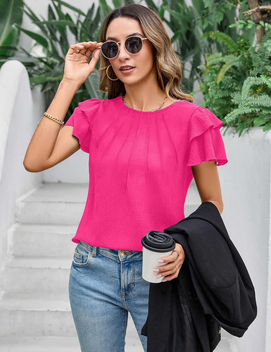 Blooming Jelly Women Dressy Casual Tops Business Work Blouses Summer Shirts Short Sleeve Crew Neck Outfits 2026 - Image 2