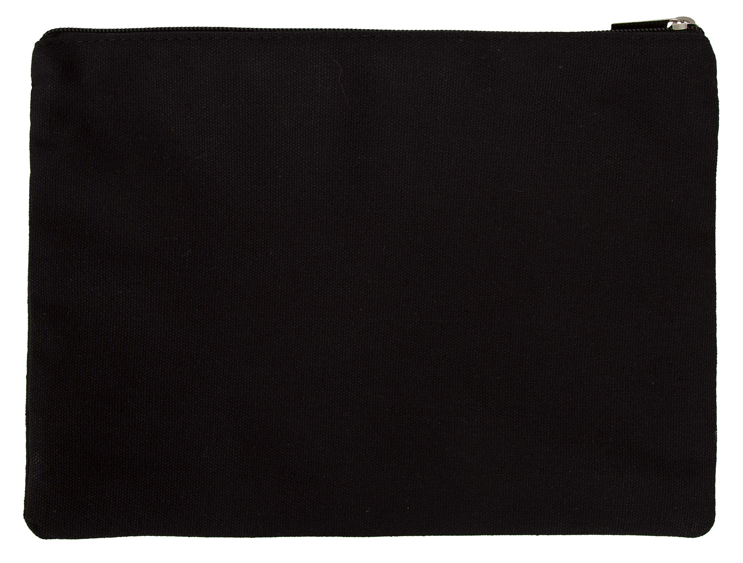 Solid Canvas Cosmetic Bag Make Up Clutch Bag (10.5"W x 7.5"H, Solid Canvas Black)