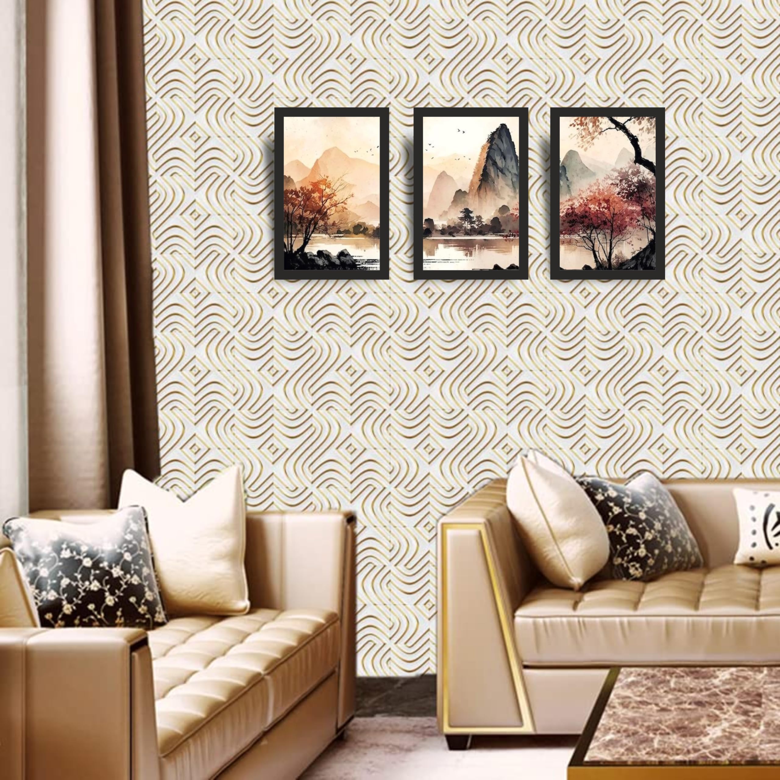 Autumn Serenity Mountain Wall Art Set of 3