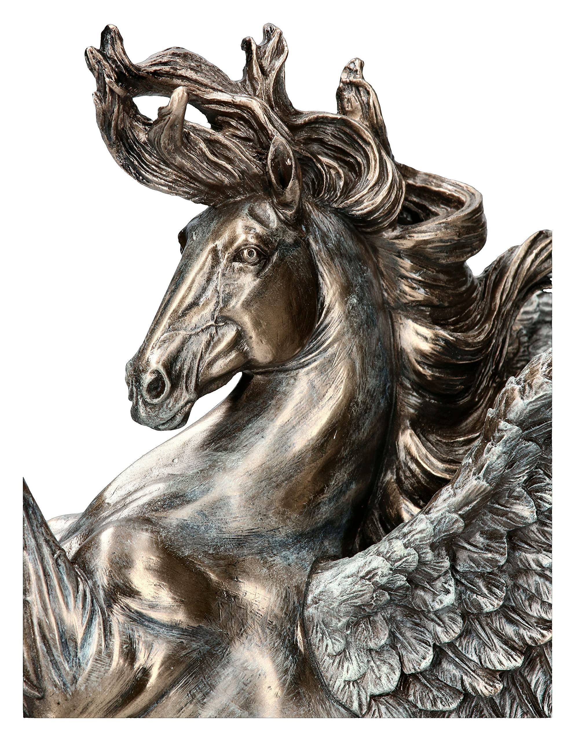 Veronese Pegasus Statue de la mythologie grecque du dieu du cheval ailé Finition bronze 28 cm