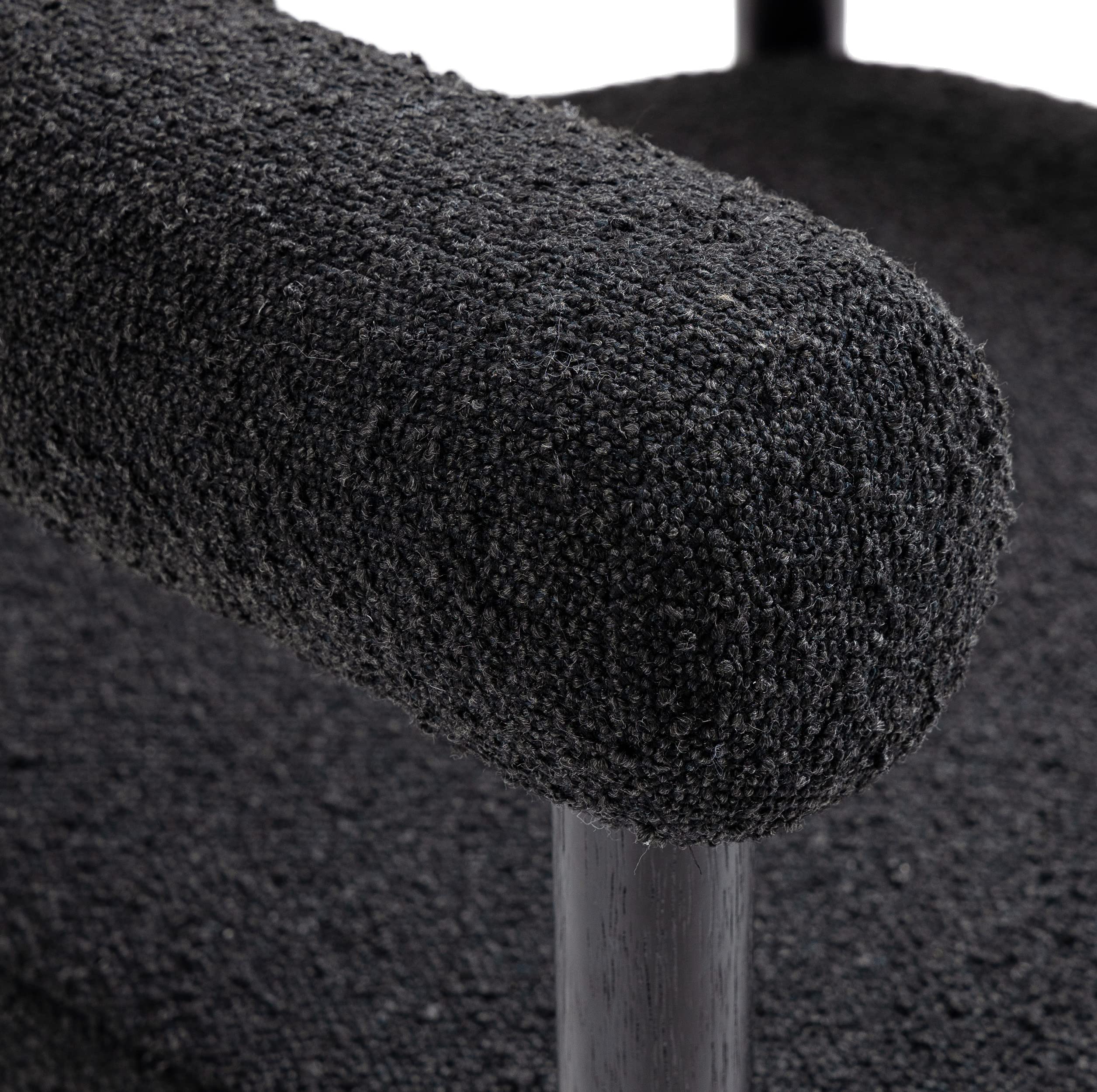 Meridian Furniture Hyatt Collection Mid-Century Modern Dining Chair, Solid Wood Finish, Rich Boucle Fabric, 26.5" W x 22" D x 28" H, Black