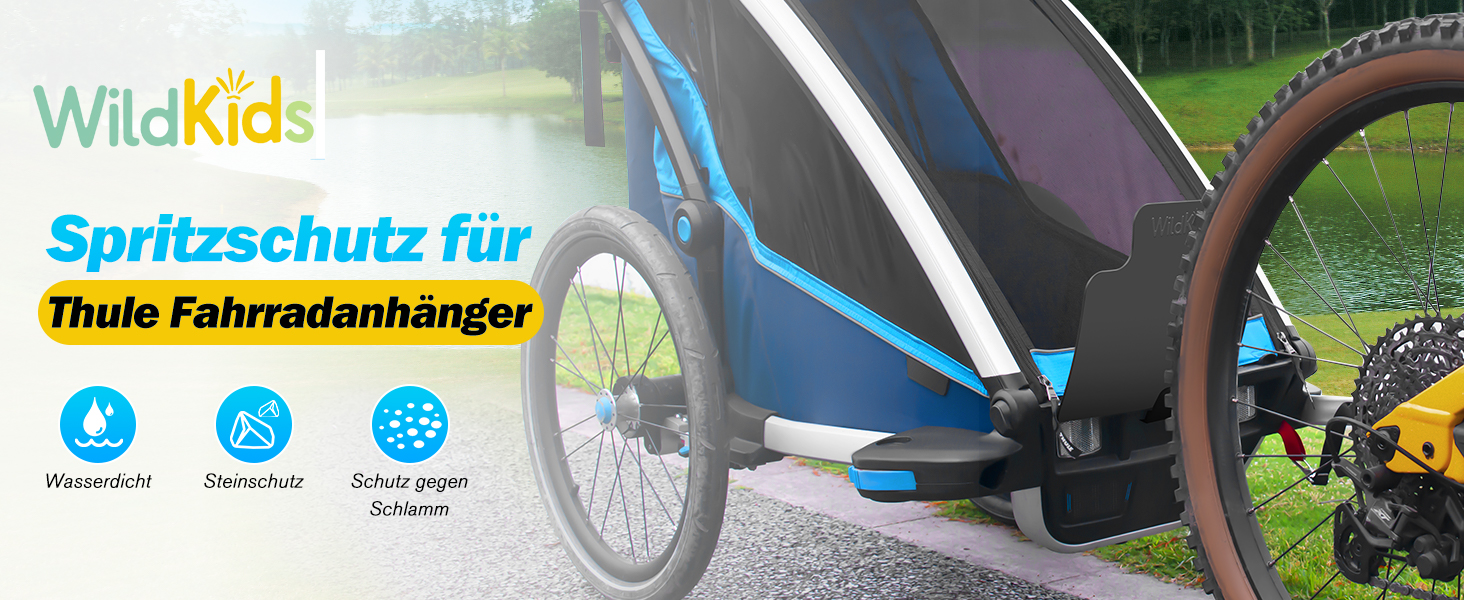 WildKids Verstellbares Spritzschutz-Schutzblech für Thule Chariot Fahrradanhänger – Schutz vor Steinen, Wasser und Schmutz – Passend für Thule Chariot 2017–2023 Sport, Cross, Cab, Lite Baby