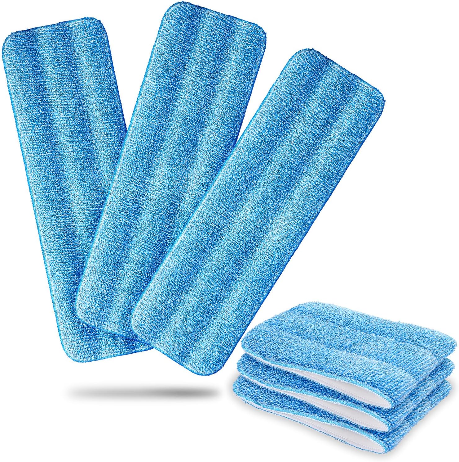 HOMEE Reusable Microfiber Mop Pads 18"x6", Replacement Floor Mop Pad 6 Pack