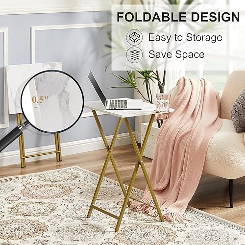Miniatura 54 de VECELO Bandeja plegable de TV para comer, juego de 2, mesa portátil para cena/merienda con portavasos para sofá, sala de estar y espacio pequeño,