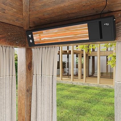 Review Infrared Outdoor Electric Space Heater, Wall Mounted Heater, 1500 W, Electric Patio Heater Remote Control 29″ x 6″ for Restaurant, Patio, Backyard, Garage, Decks Review Infrared Outdoor Electric Space Heater, Wall Mounted Heater, 1500 W, Electric Patio Heater Remote Control 29″ x 6″ for Restaurant, Patio, Backyard, Garage, Decks