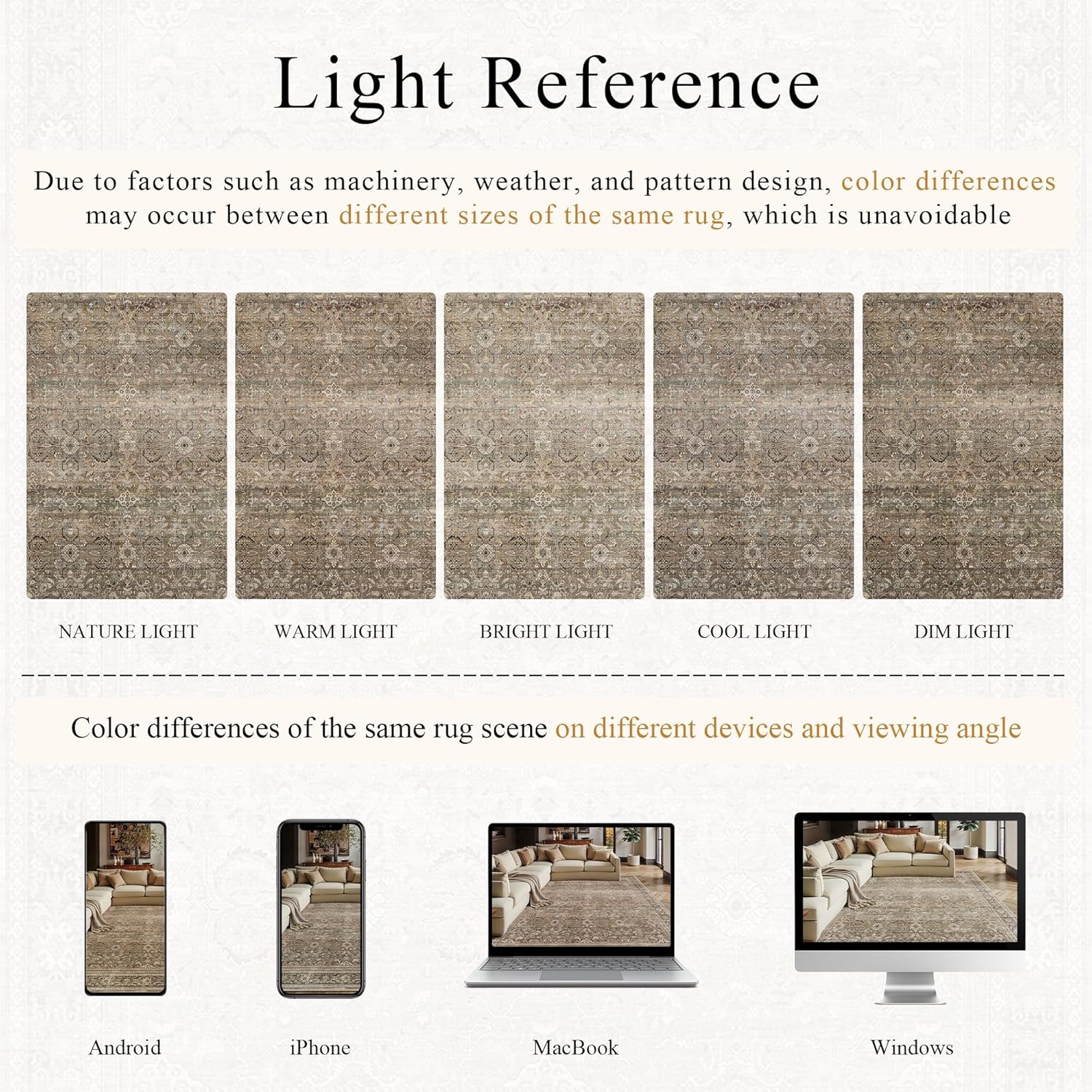 Schweek 8x10 Washable Area Rug Brown Neutral Vintage Distressed Rugs Large Non-Slip Living Room Area Rugs, Soft Low Pile Carpet Indoor Mat Throw Rug for Bedroom Dining Room Office Nursery