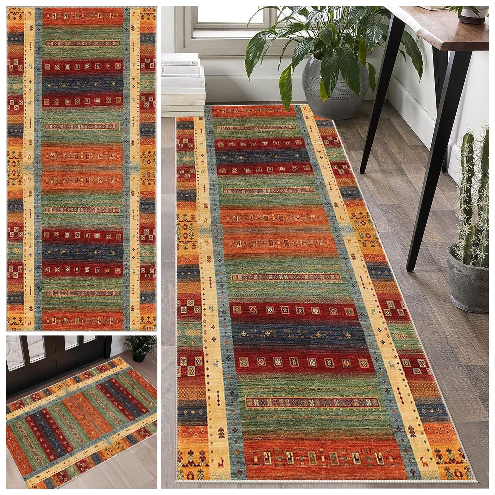 Laegnfho B231 Runner Rugs For Hallway Non Slip 40 X 160 Cm Carpet Runner Vintage Hall Runner Rug Long Washable Kitchen Rugs Floor Carpet Runners For Kitchen Laundry Room Hallway Entryway