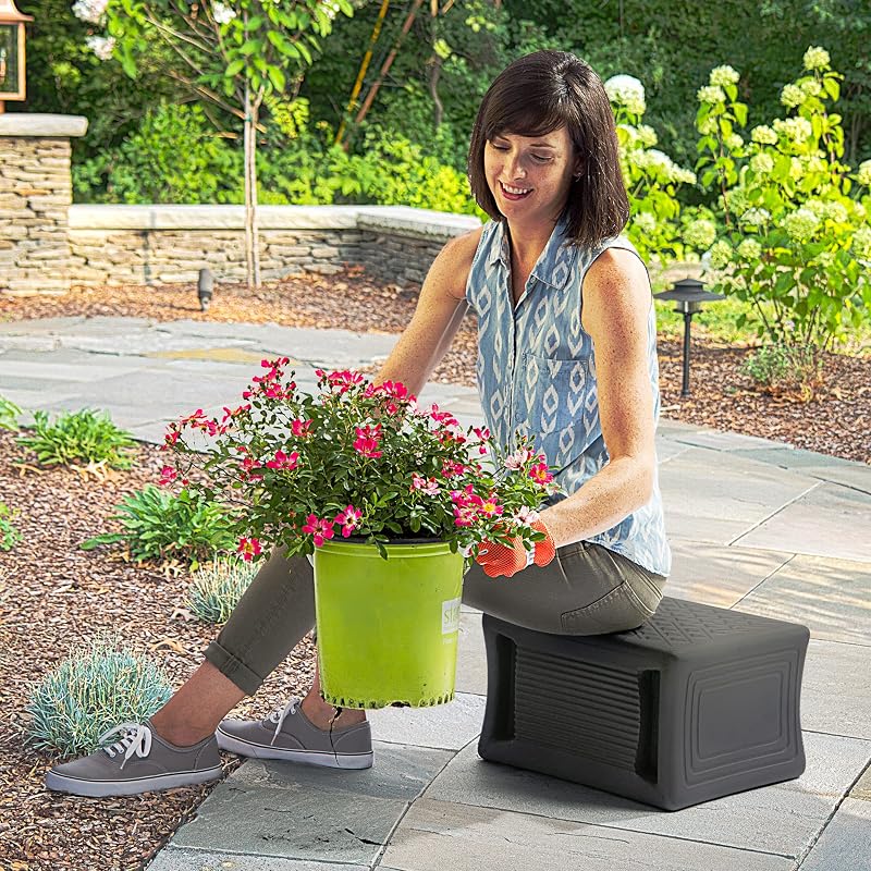 Simplay3 Handy Home 3-Level Heavy Duty Work/Garden Seat - 12" x 15" x 9" - Gray, Made in USA image 6