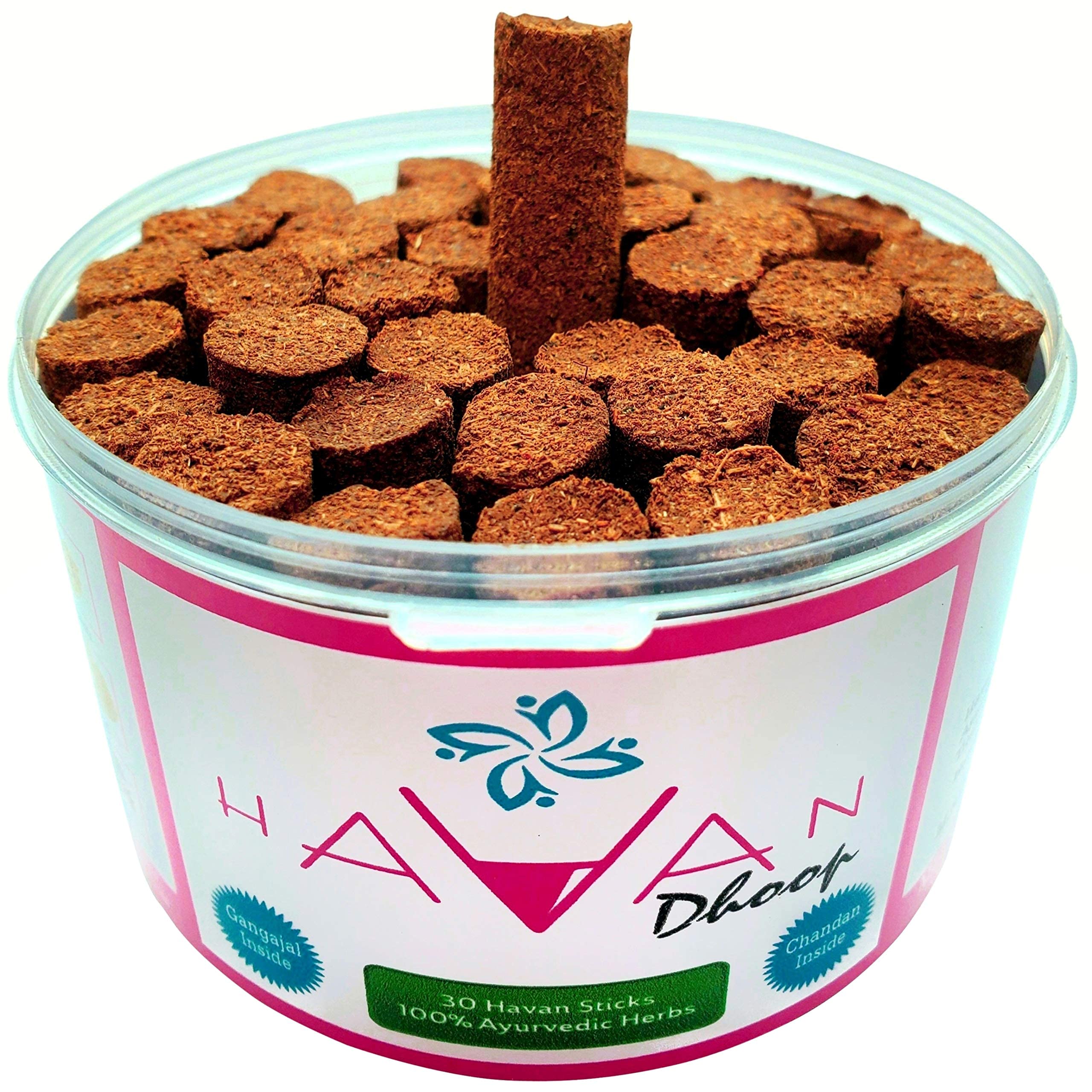 radhna Havan Brown Dhoop Sticks with Havan Samagri and Ayurvedic Herbs Made with Ganga Jal and Chandan Tilak, Purely Handmade (Pack of 30 Sticks)