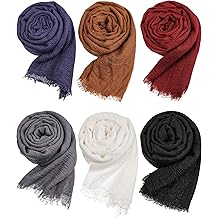 6 Pcs Women Scarf Shawl Hijab Scarfs Cotton Blend Shawl Crinkle Wrap Head for Seasons