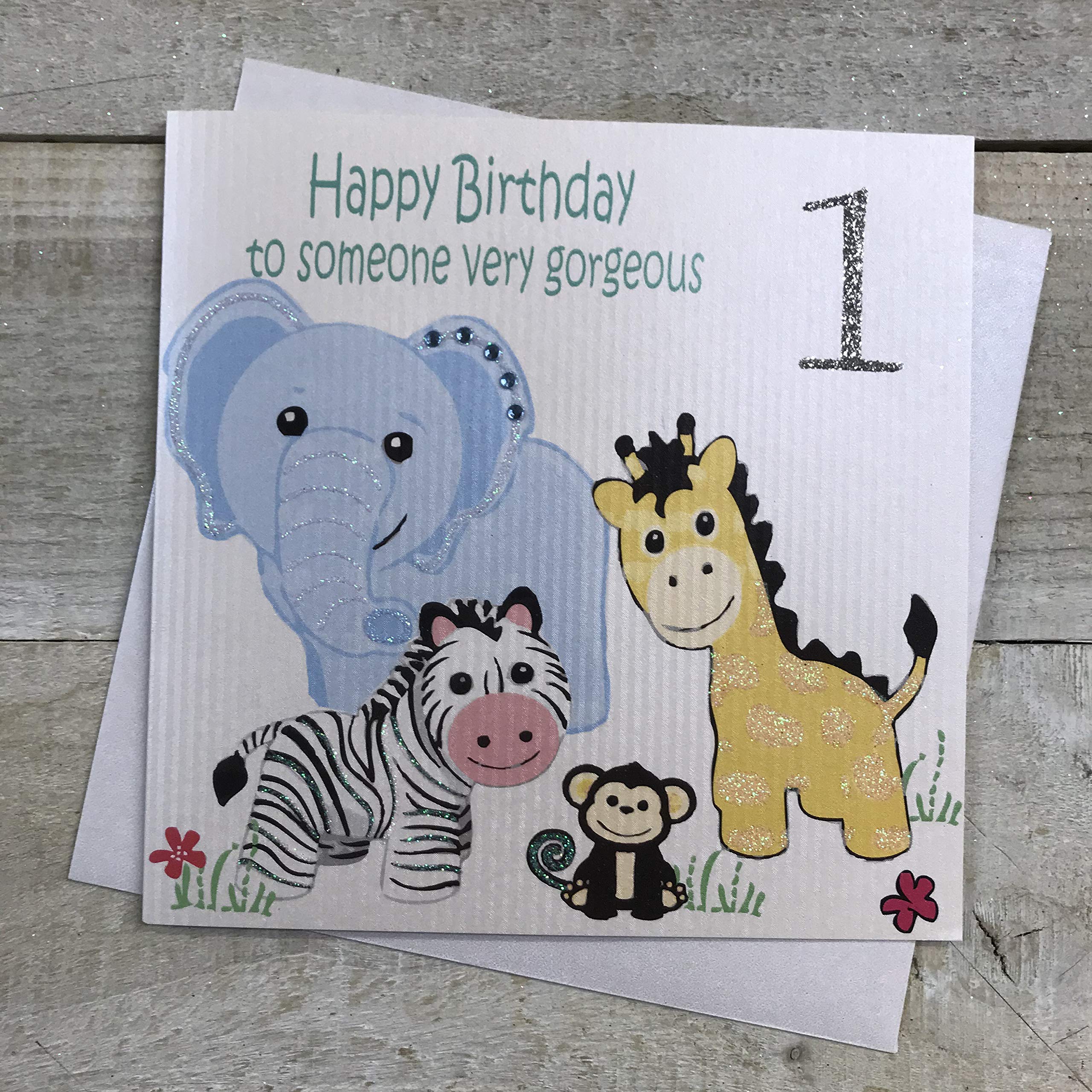 Cotone Bianco Cards Birthday Card 1 Anno Fatto a Mano Registrati