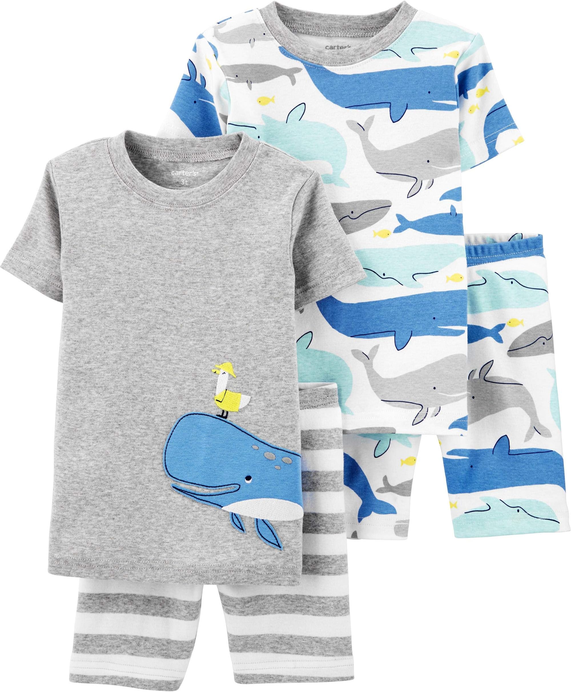 Carter's 4-Piece Toddler and Baby Boy's Snug fit Cotton Pajamas (Whale, 5T)