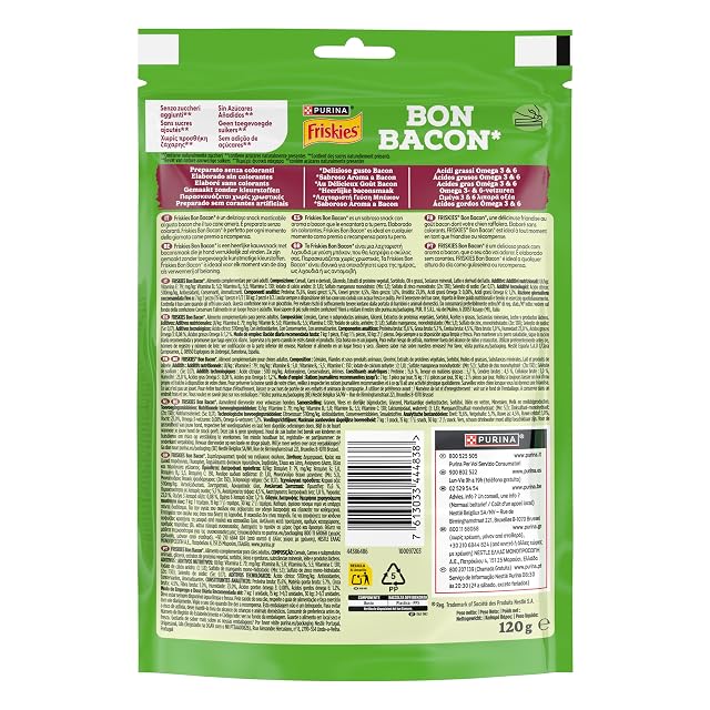 Foto 2 de 2 de Purina Friskies Bon Bacon, Snacks, premios, chuches para perros, 6 bolsas de 120g
