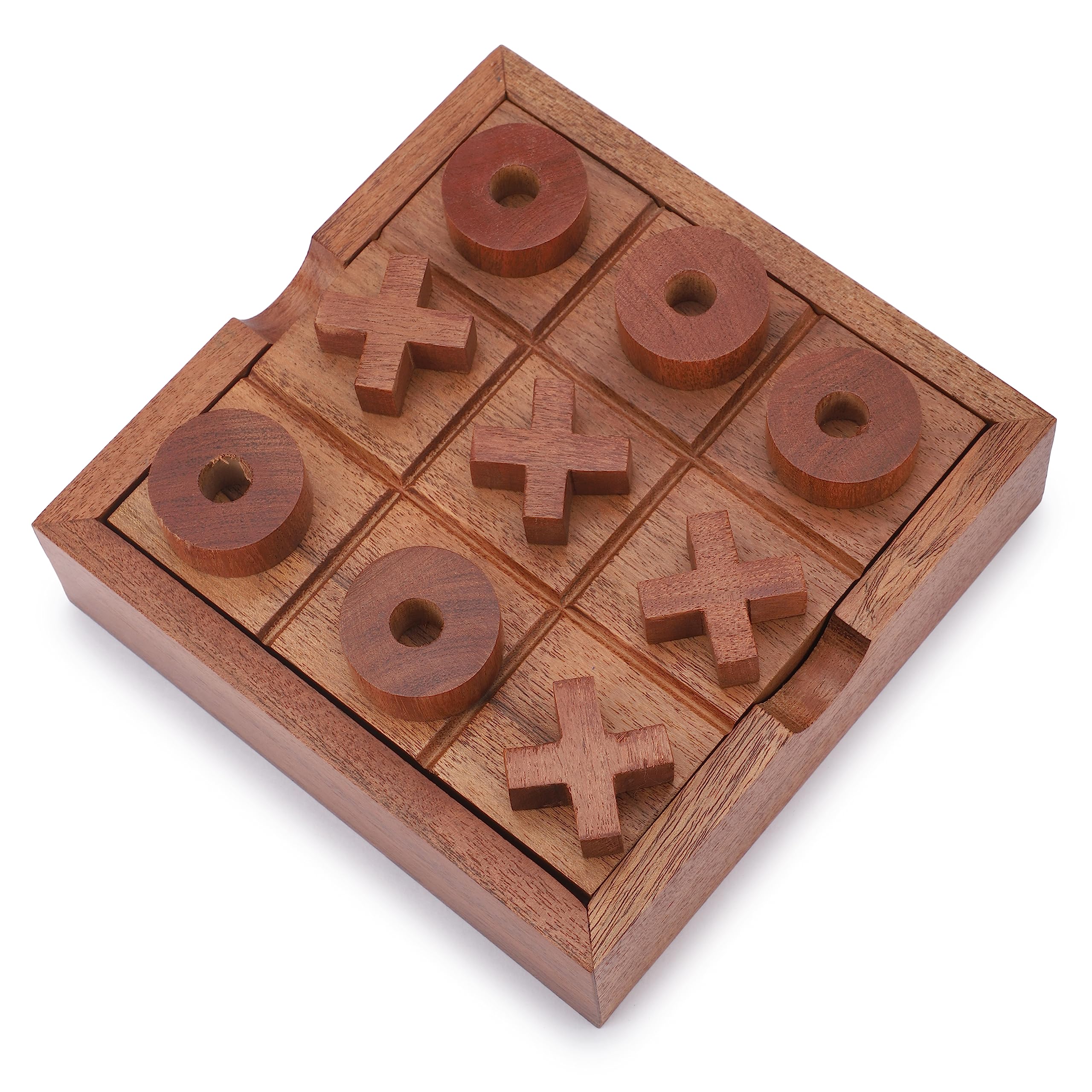 Ajuny Gioco del Tris in Legno - Gioco da Tavolo per Bambini e Adulti con Scatola Portaoggetti Tavolo da Salotto Decorazione Divertimento in Famiglia Serata Classico Viaggio Giochi Regali