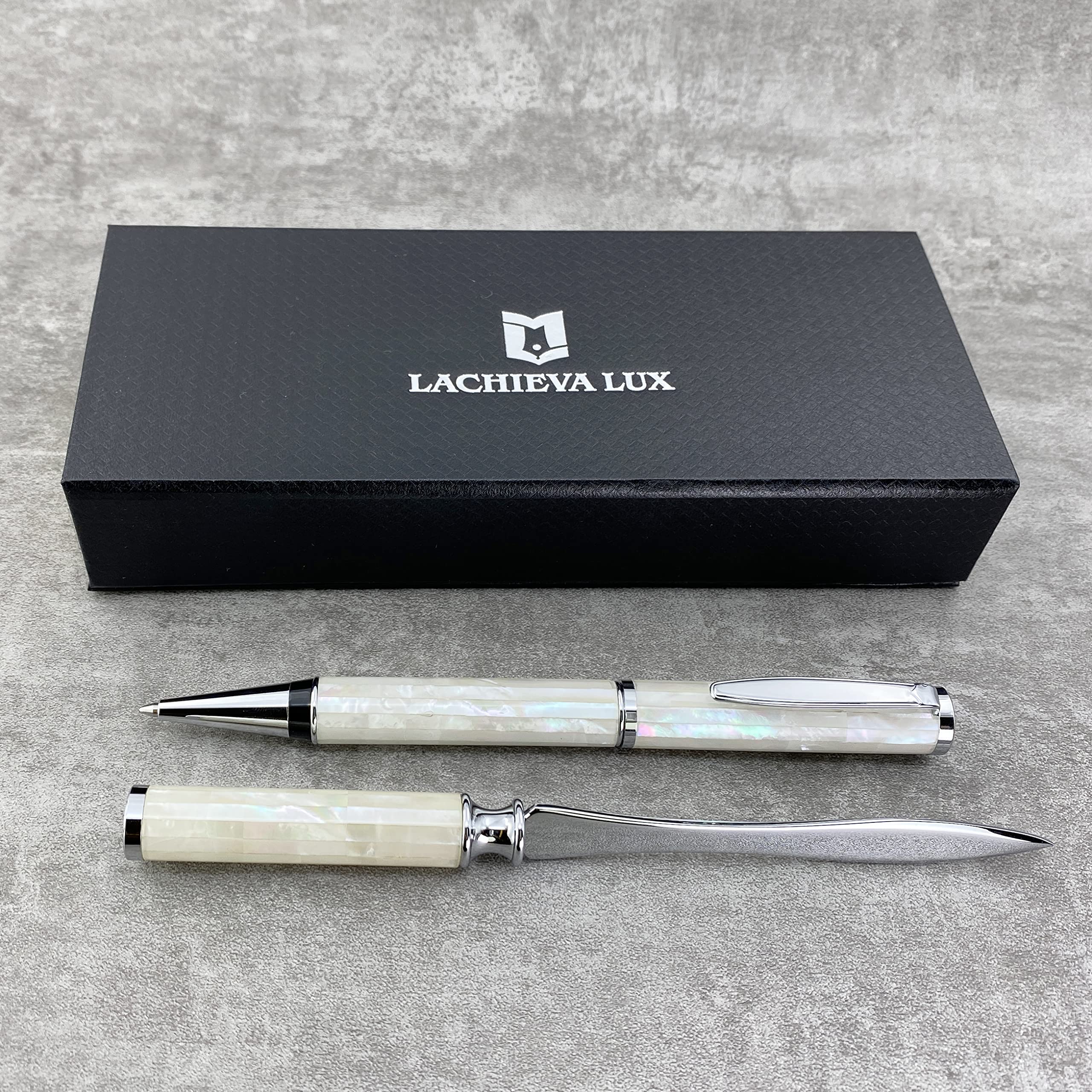 LACHIEVA LUX Kugelschreiber Damen – Mit Kristall, Deutscher P900M-Mine, Weiß, In Geschenkbox