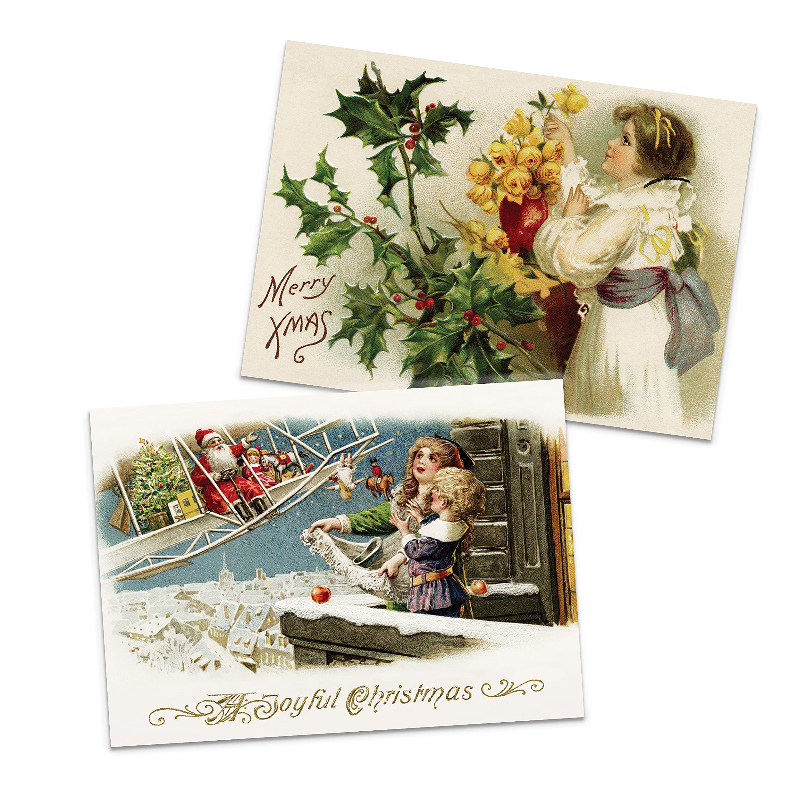 Christmas Greeting Card with Envelope Vintage Retro Victorian Edwardian Unique (Pack Set of 10 Cards), Multicoloured, Standard - Image 3