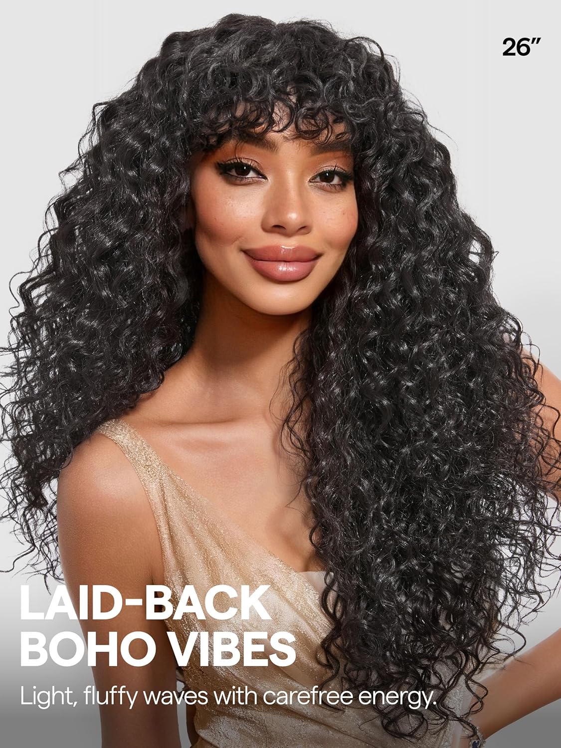 gorgius veralux blend shaggy haircuts natural black 26 inch curly wig with bangs crafted with style-archive technology: premium fiber & remy human hair blended, realistic look with true scalp #2b black | shaggy curls 26 inch