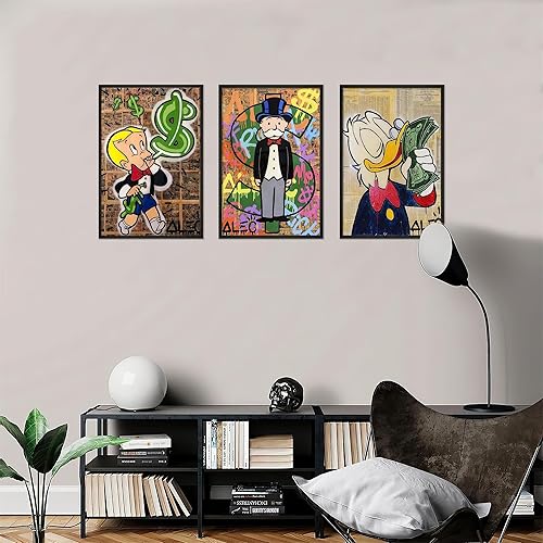 Miniatura 4 de Alec Monopoly Art Money Poster Graffiti, juego de 3 impresiones artísticas de pared para sala de estar, decoración de dormitorio de hombres, 8 x 12