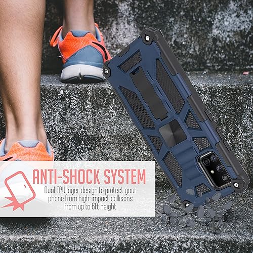 Miniatura 6 de Funda para Samsung Galaxy A71 5G (no compatible con A71 4G) con soporte magnético de vidrio templado híbrido fuerte a prueba de golpes con borde