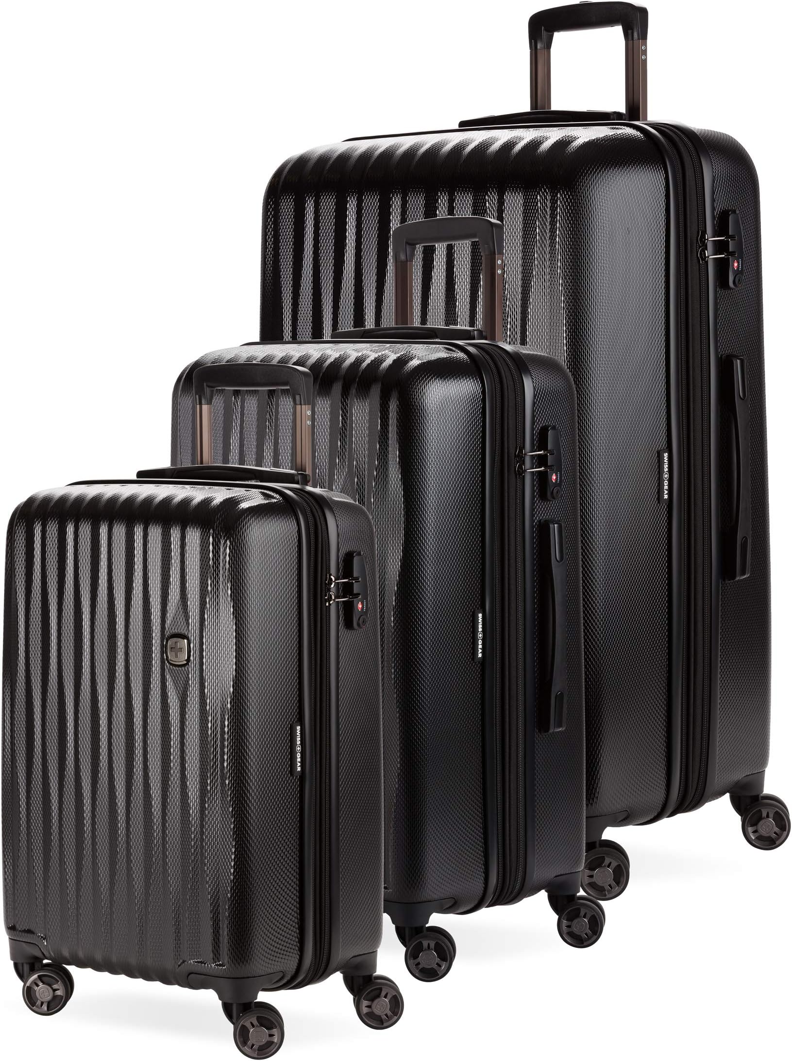 SWISSGEAR 7272 Energie Hardside Polycarbonate Spinner Luggage Collection (Black, 3 PC SET)
