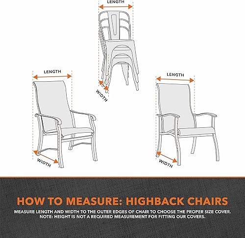 Miniatura 5 de Modern Leisure Garrison - Funda apilable para silla de bar con respaldo alto, tela resistente a la intemperie, protección de muebles de exterior,