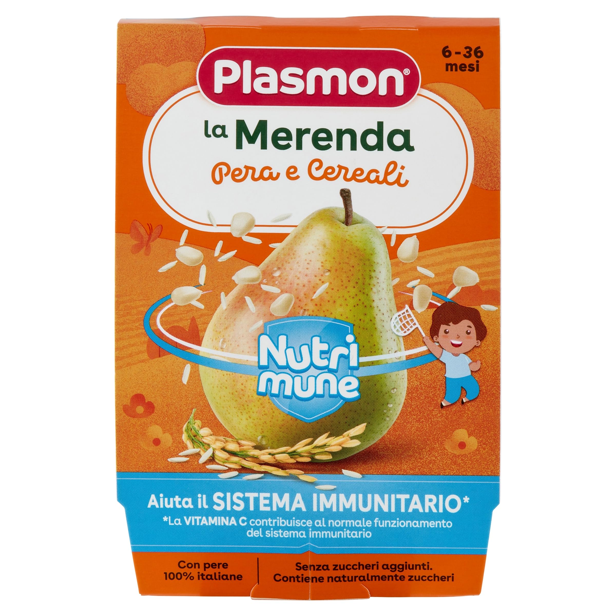 Plasmon Merenda Pera e Cereali, 2x120g (12 Confezioni)