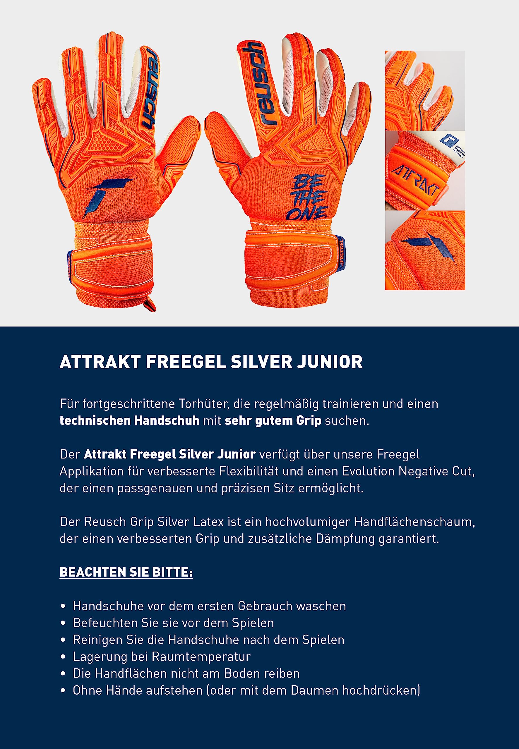 Reusch Unisex rękawice bramkarskie Attrakt Freegel Silver Junior Shocking Orange 5