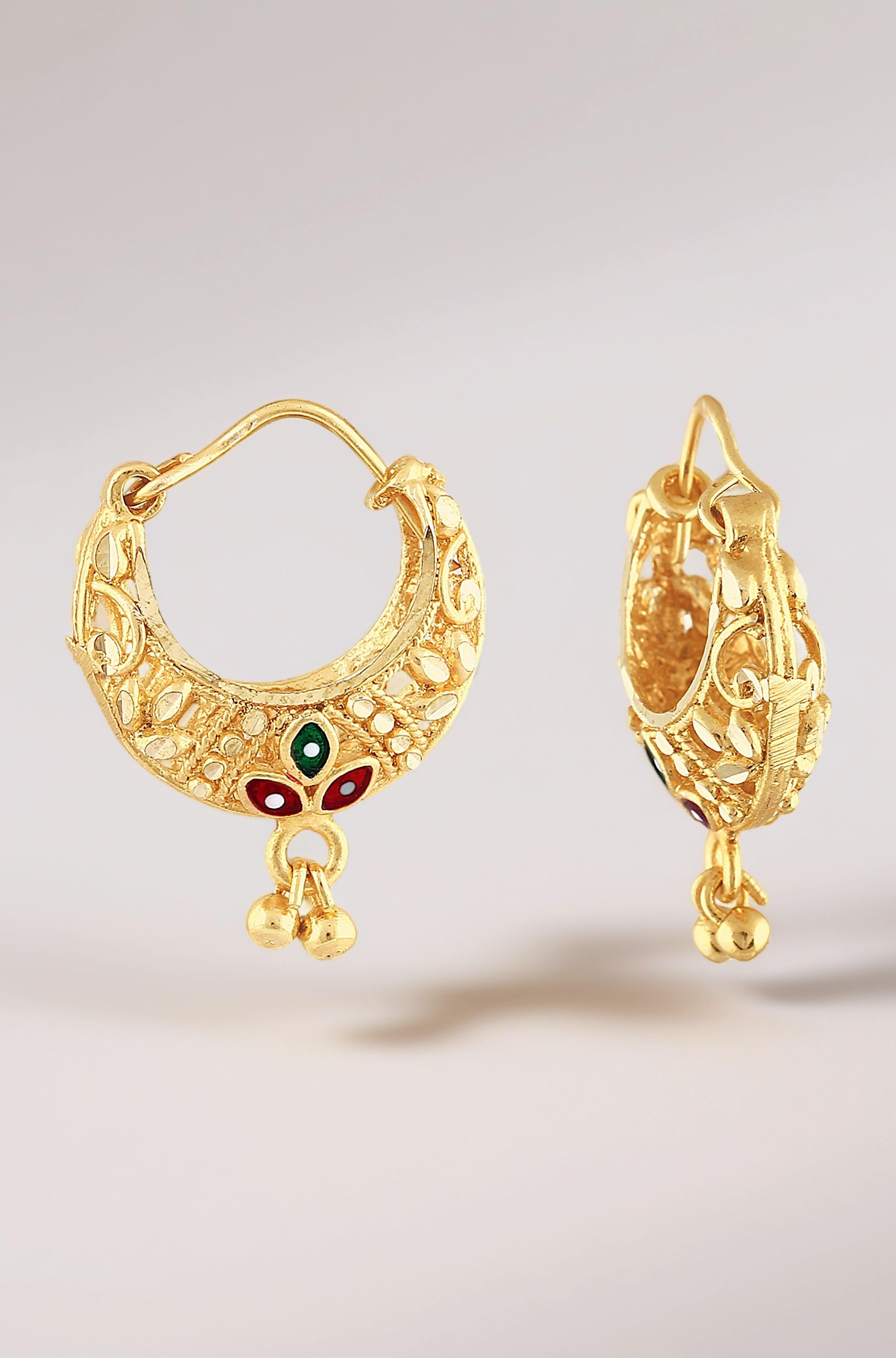 VFJ VIGHNAHARTA FASHION JEWELLERY Yellow Traditional Bucket Bali Alloy Gold Brass and Micron Plated Earring valentine day gift valentineday gift for her gift for him gift for women gift for men love gift gifts ValentinesDay2023 for Women