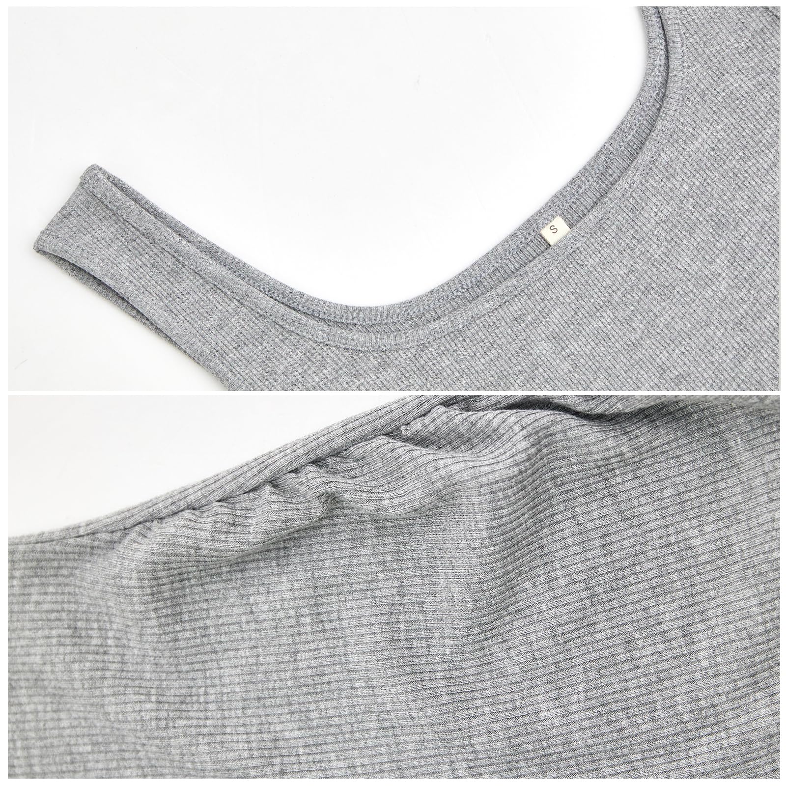 Ecavus Lot de 3 débardeurs de maternité à col carré sans manches en tricot côtelé basique pour la grossesse et le yoga