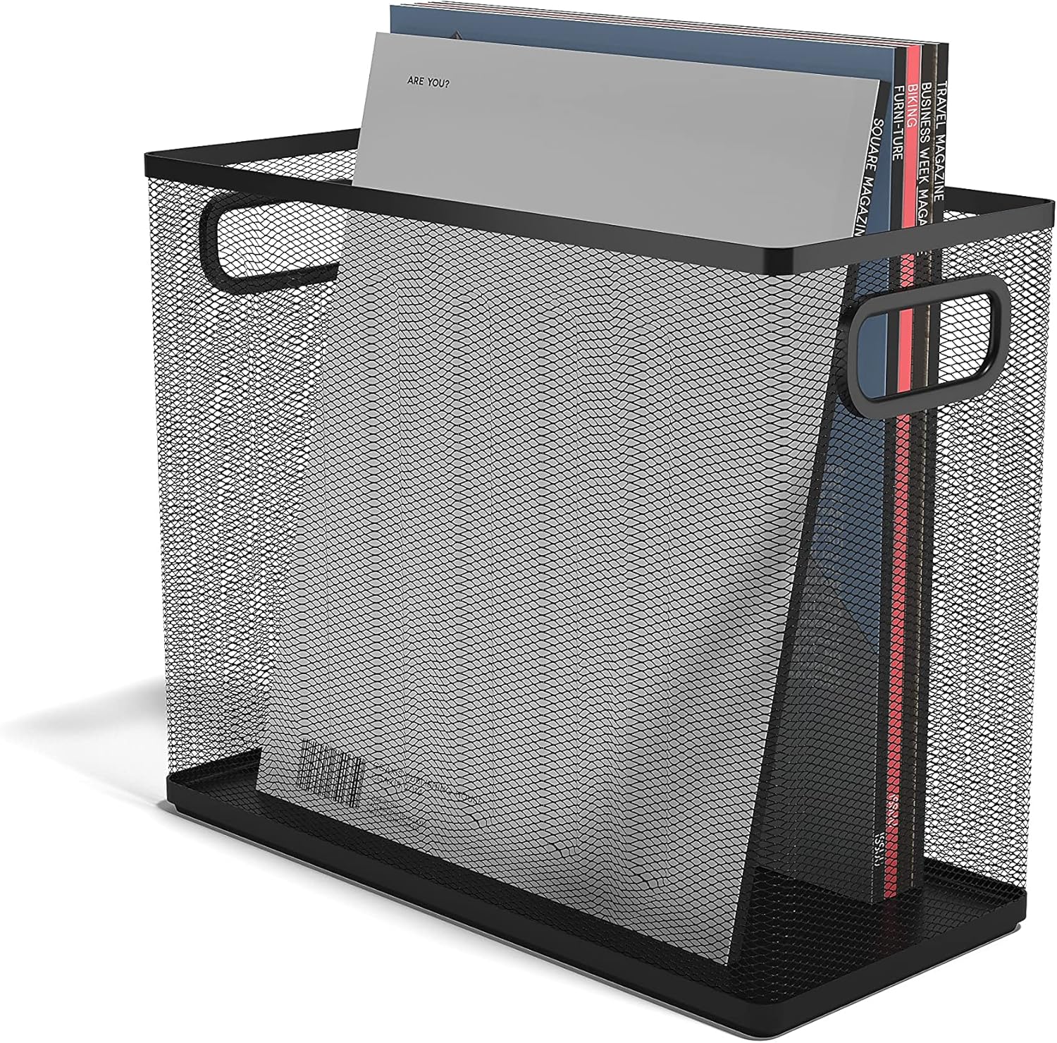 TRU RED Wire Mesh File Organizer, Matte Black, 2‑Pack – Vertical Desktop Sorter for Files, Folders & Mail